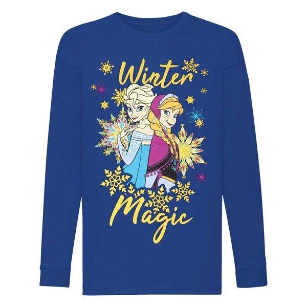 Winter Magic Tshirt Mädchen Blau 128 von FROZEN