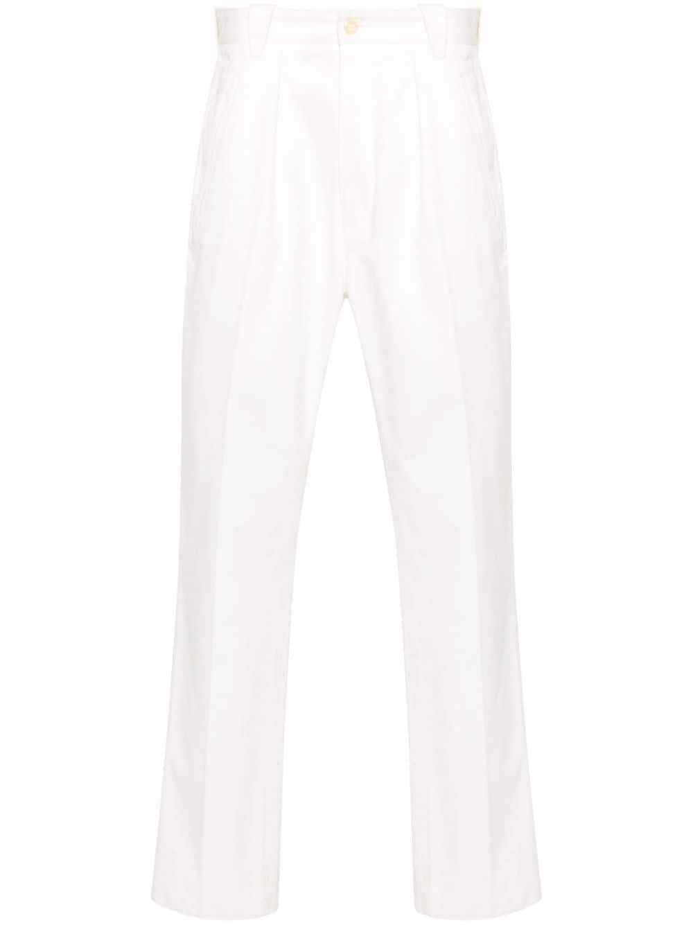 FURSAC pleated cotton slim-fit trousers - White von FURSAC