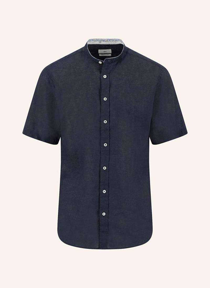 Fynch-Hatton Kurzarm-Hemd Casual-Fit Aus Leinen Mit Stehkragen blau von FYNCH-HATTON