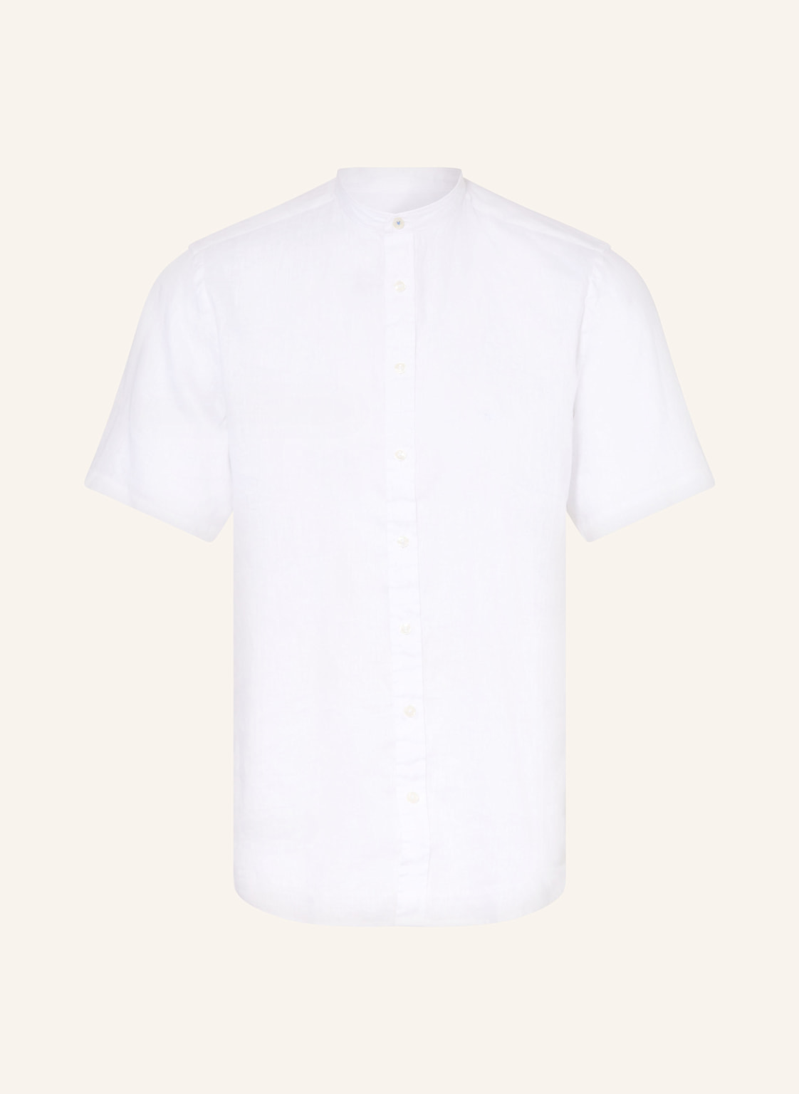 Fynch-Hatton Kurzarm-Hemd Casual Fit Aus Leinen Mit Stehkragen weiss von FYNCH-HATTON