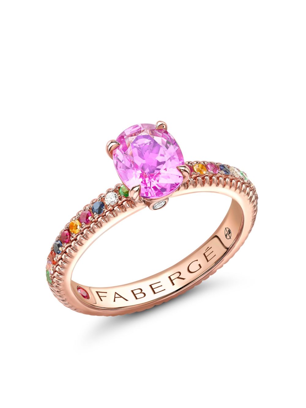 Fabergé 18kt rose gold Colours of Love pink sapphire fluted ring von Fabergé