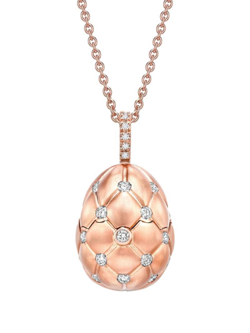 Fabergé 18kt rose gold Treillage Heart Surprise Egg diamonds and ruby pendant necklace - Pink von Fabergé