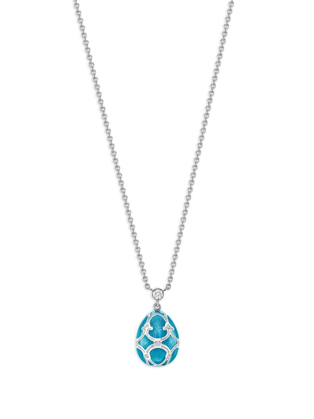 Fabergé 18kt white gold Heritage Petite Egg diamond necklace - Blue von Fabergé