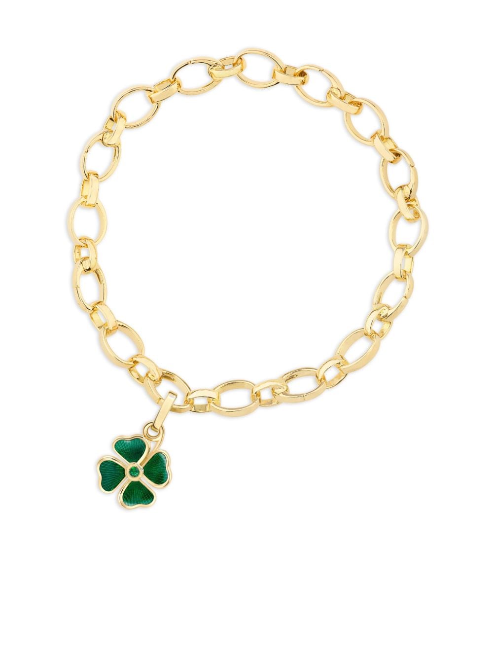 Fabergé 18kt yellow gold Heritage Clover charm - Green von Fabergé