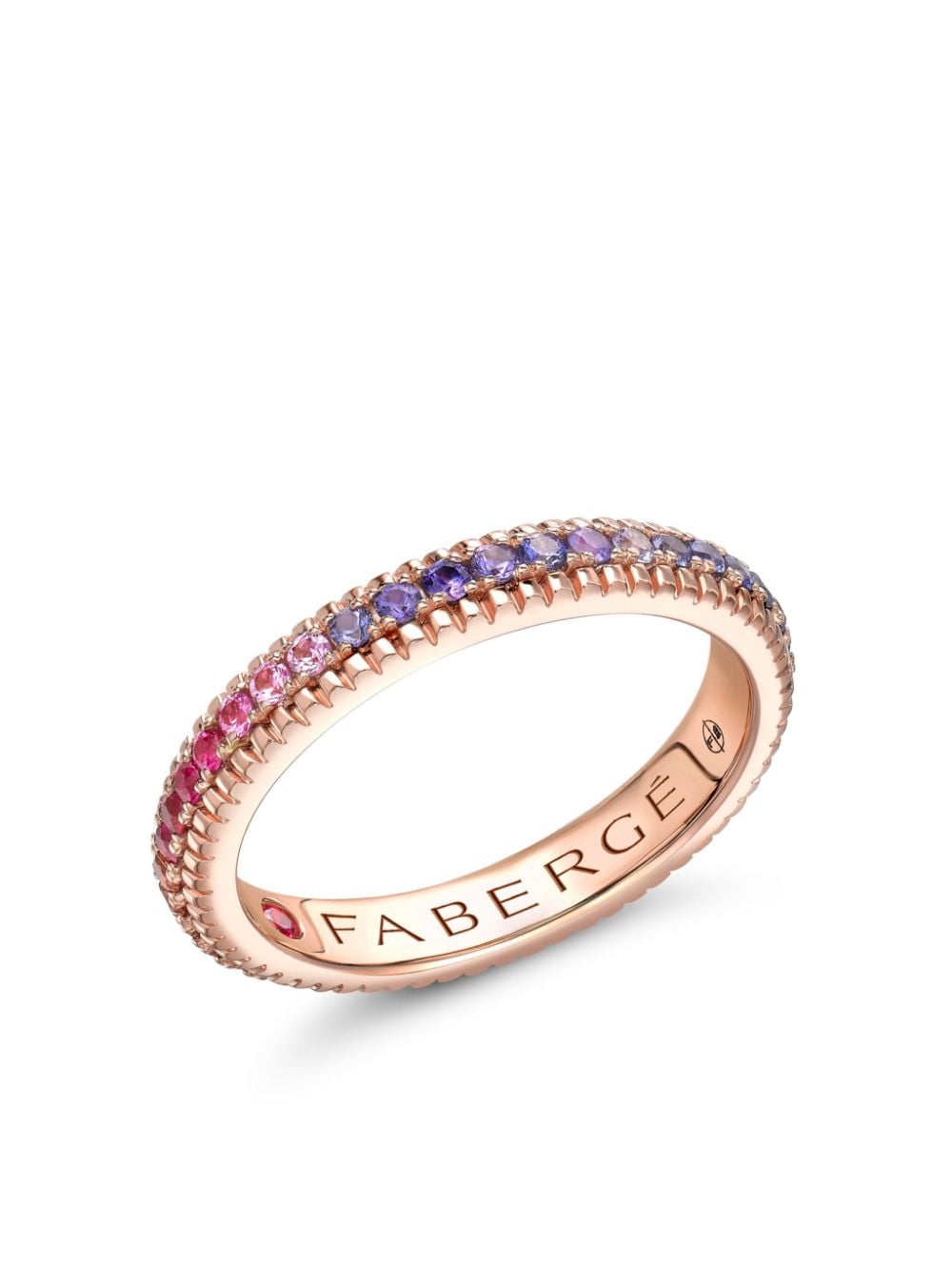 Fabergé Colours of Love Rose Gold Rainbow Multicoloured Gemstone Fluted Eternity Ring - Purple von Fabergé