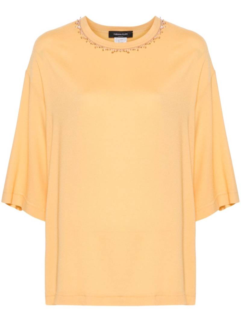 Fabiana Filippi Sablé bead-embellished T-shirt - Orange von Fabiana Filippi