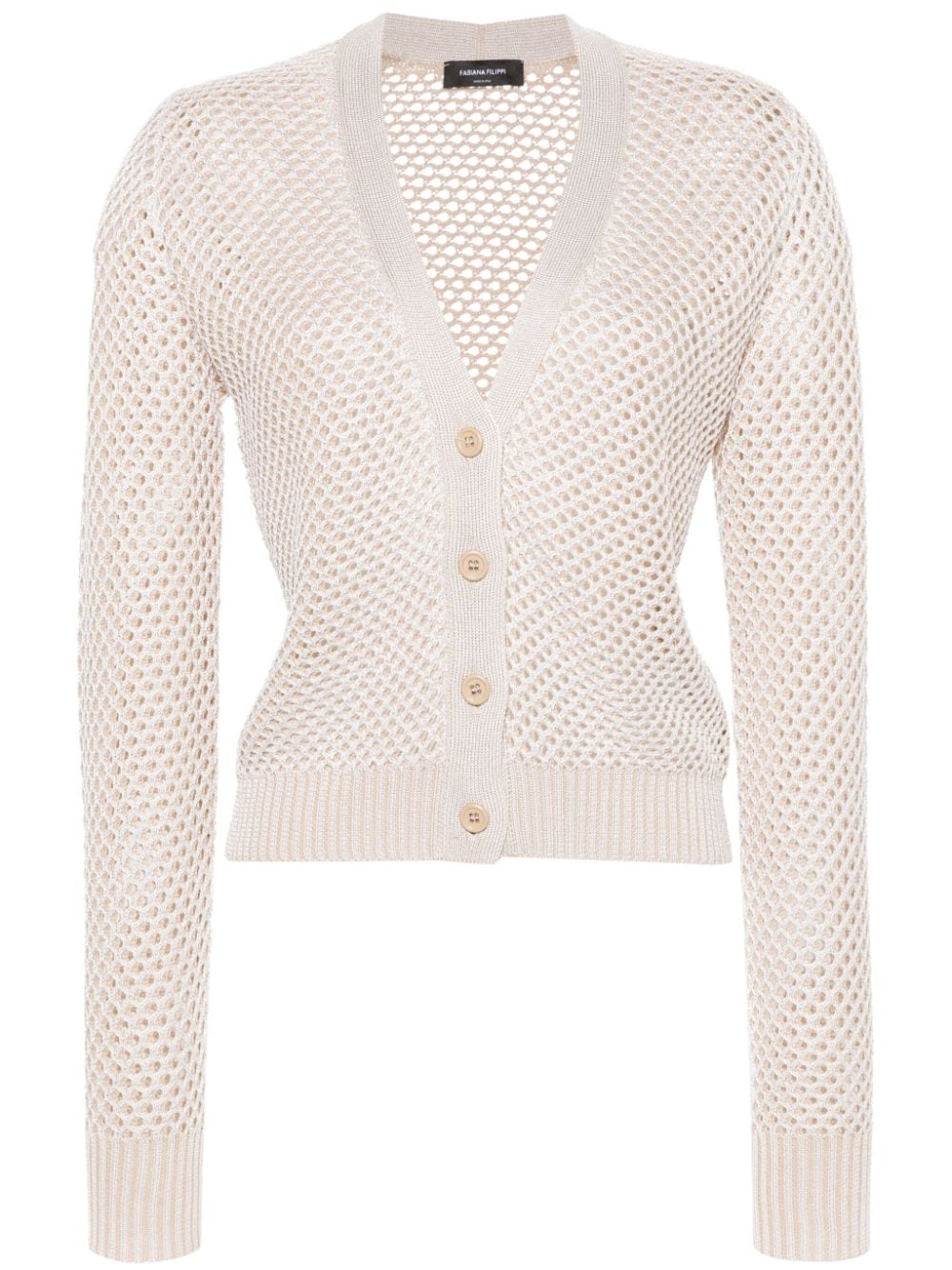 Fabiana Filippi V-neck open-knit cardigan - Neutrals von Fabiana Filippi