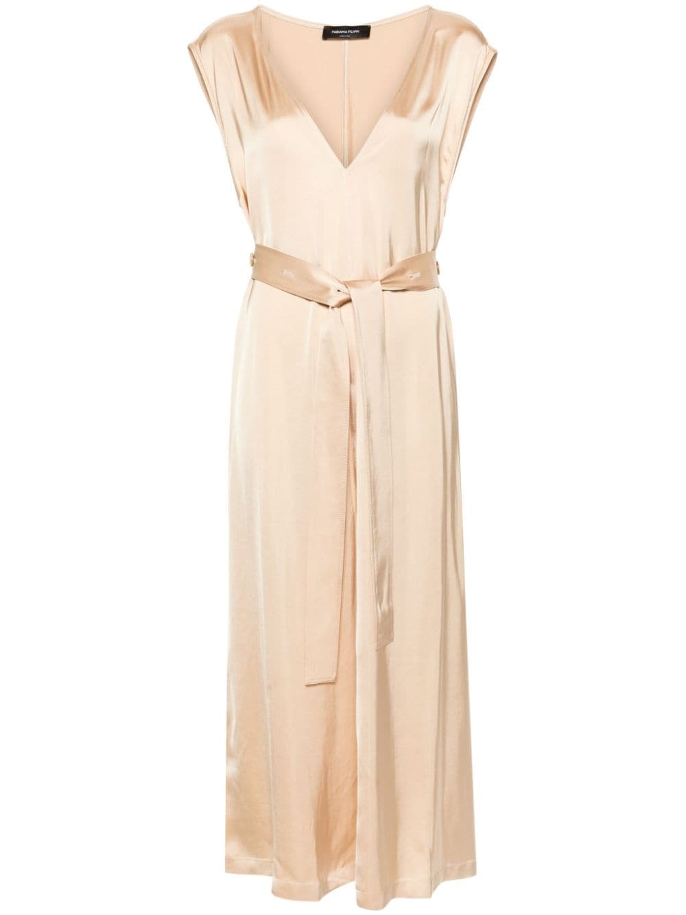 Fabiana Filippi V-neck satin-finish belted dress - Pink von Fabiana Filippi