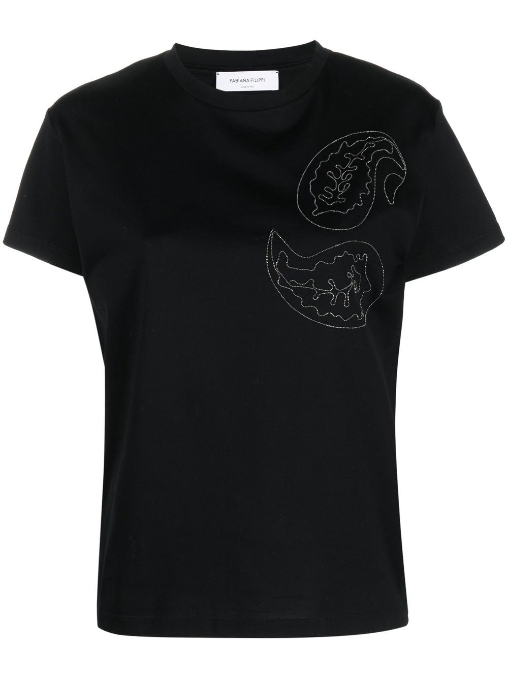 Fabiana Filippi bead-embellished cotton T-shirt - Black von Fabiana Filippi