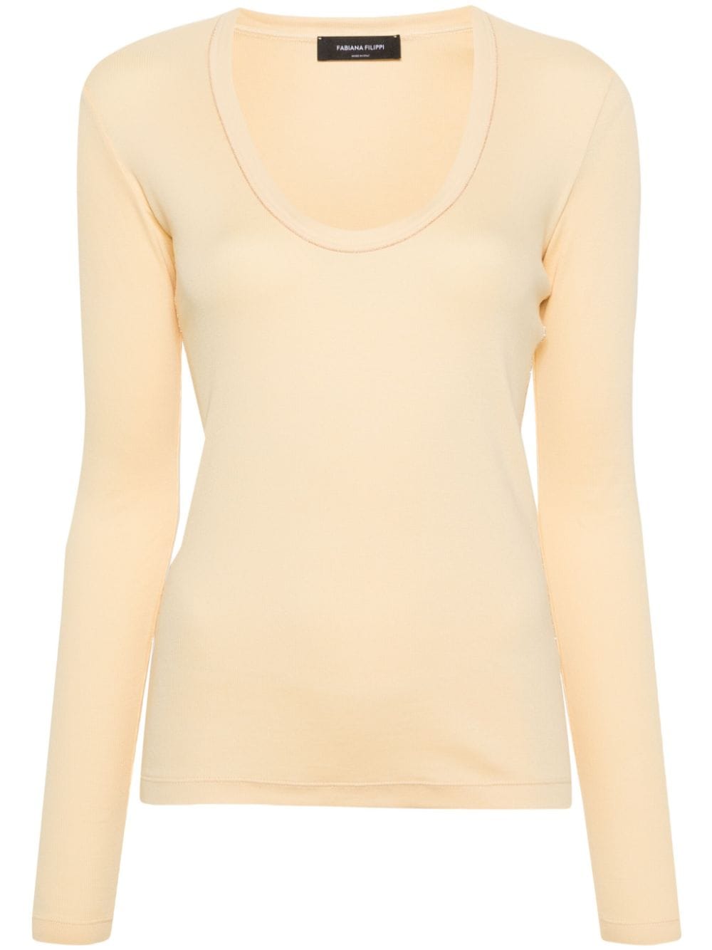 Fabiana Filippi beaded-trim ribbed T-shirt - Yellow von Fabiana Filippi