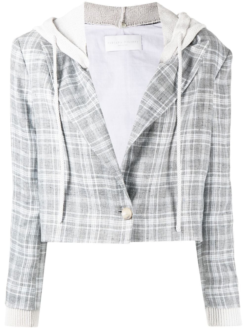 Fabiana Filippi checked detachable-hood cropped blazer - Grey von Fabiana Filippi