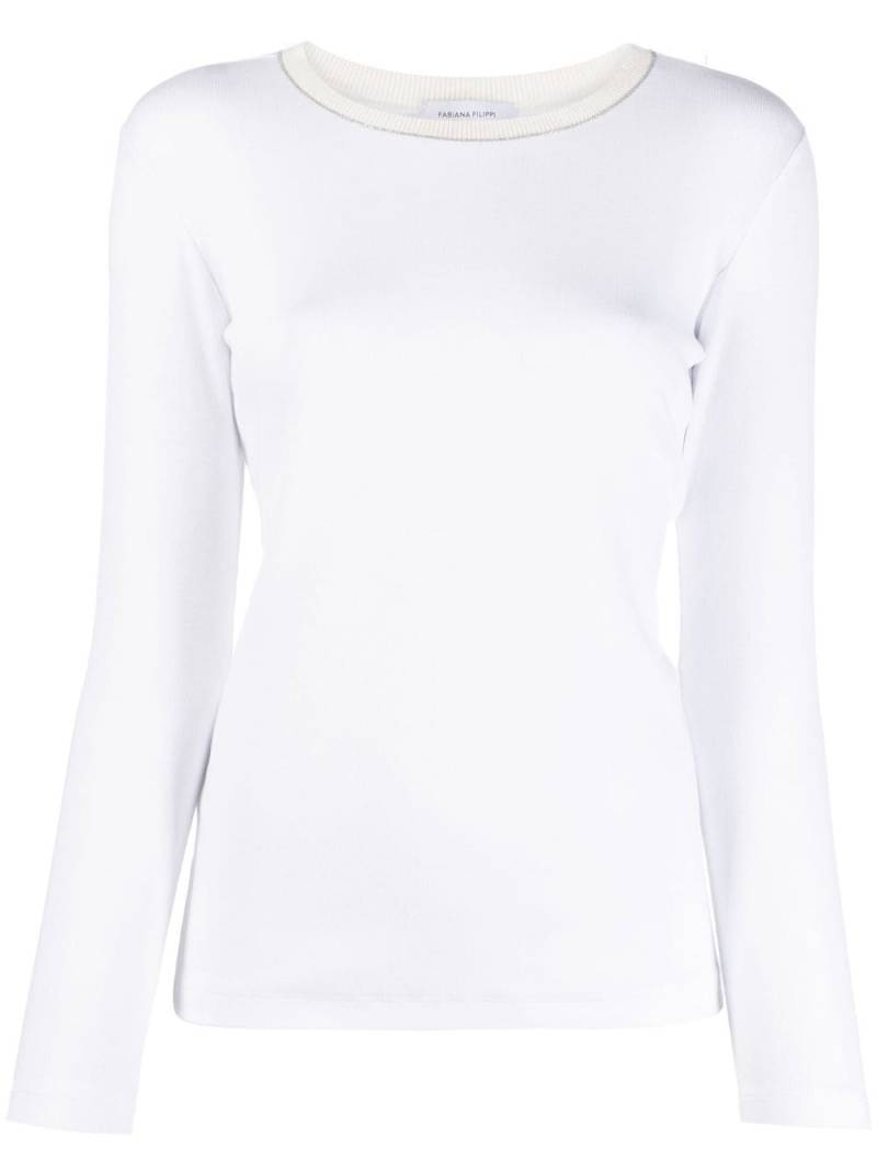 Fabiana Filippi contrast-collar long-sleeve T-shirt - White von Fabiana Filippi