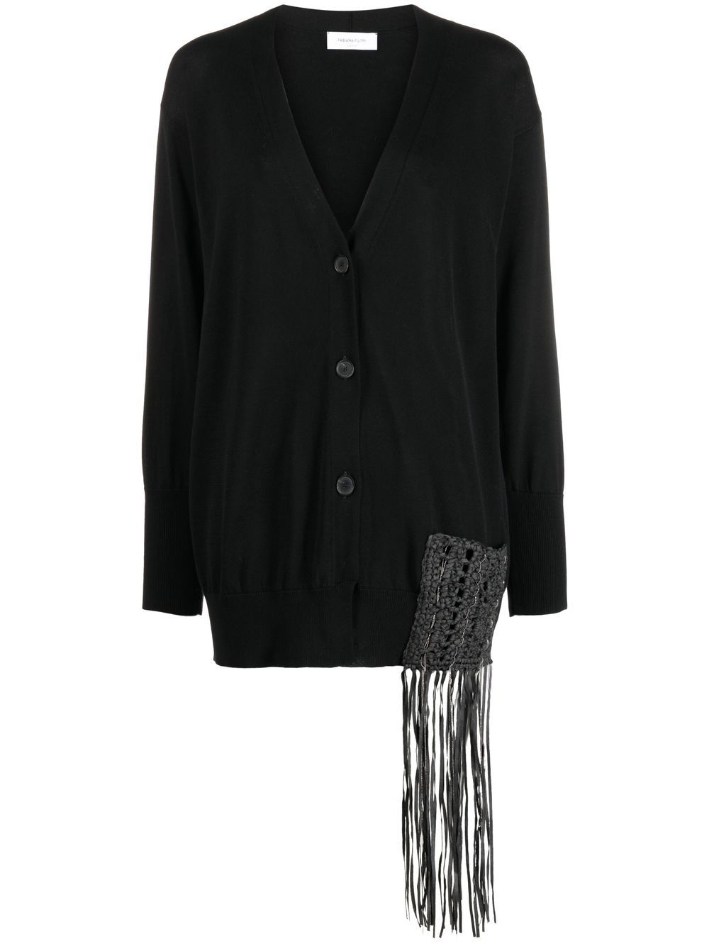 Fabiana Filippi crochet-detail V-neck cardigan - Black von Fabiana Filippi