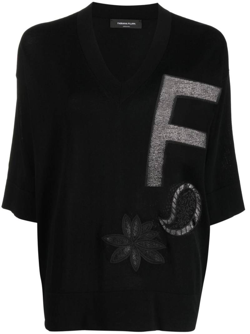 Fabiana Filippi embroidered-motif knitted jersey - Black von Fabiana Filippi