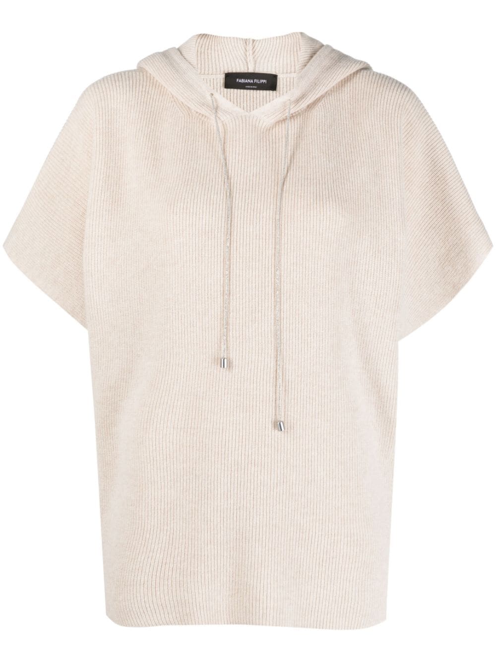 Fabiana Filippi knitted-construction short-sleeve hoodie - Neutrals von Fabiana Filippi