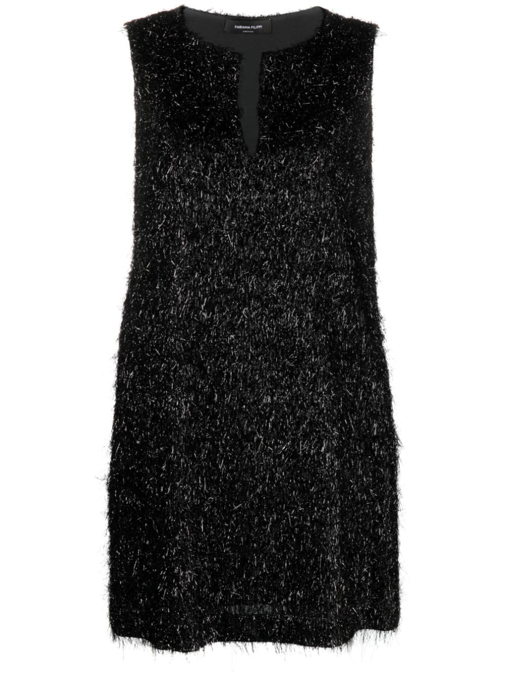 Fabiana Filippi metallic-threading fringed minidress - Black von Fabiana Filippi