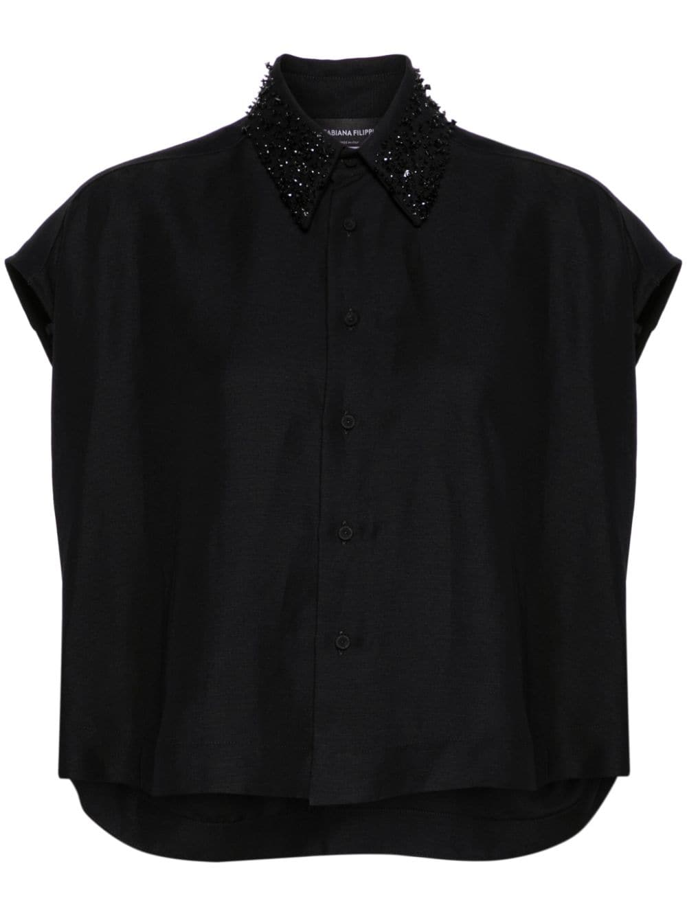 Fabiana Filippi rhinestone-appliqué twill shirt - Black von Fabiana Filippi