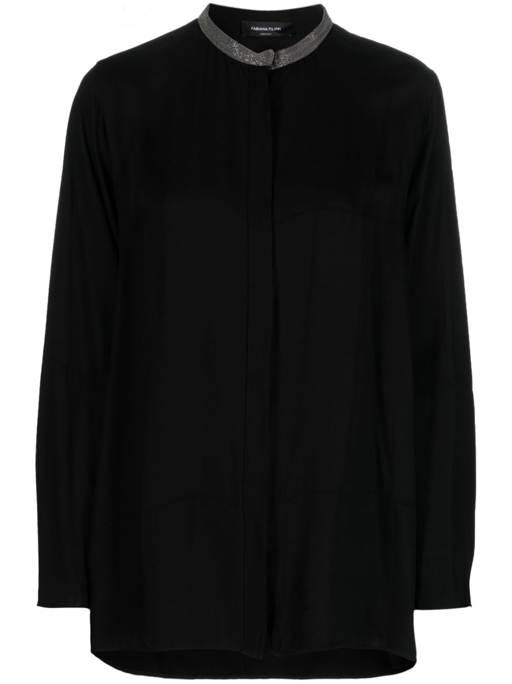Fabiana Filippi rhinestone-embellished collarless shirt - Black von Fabiana Filippi