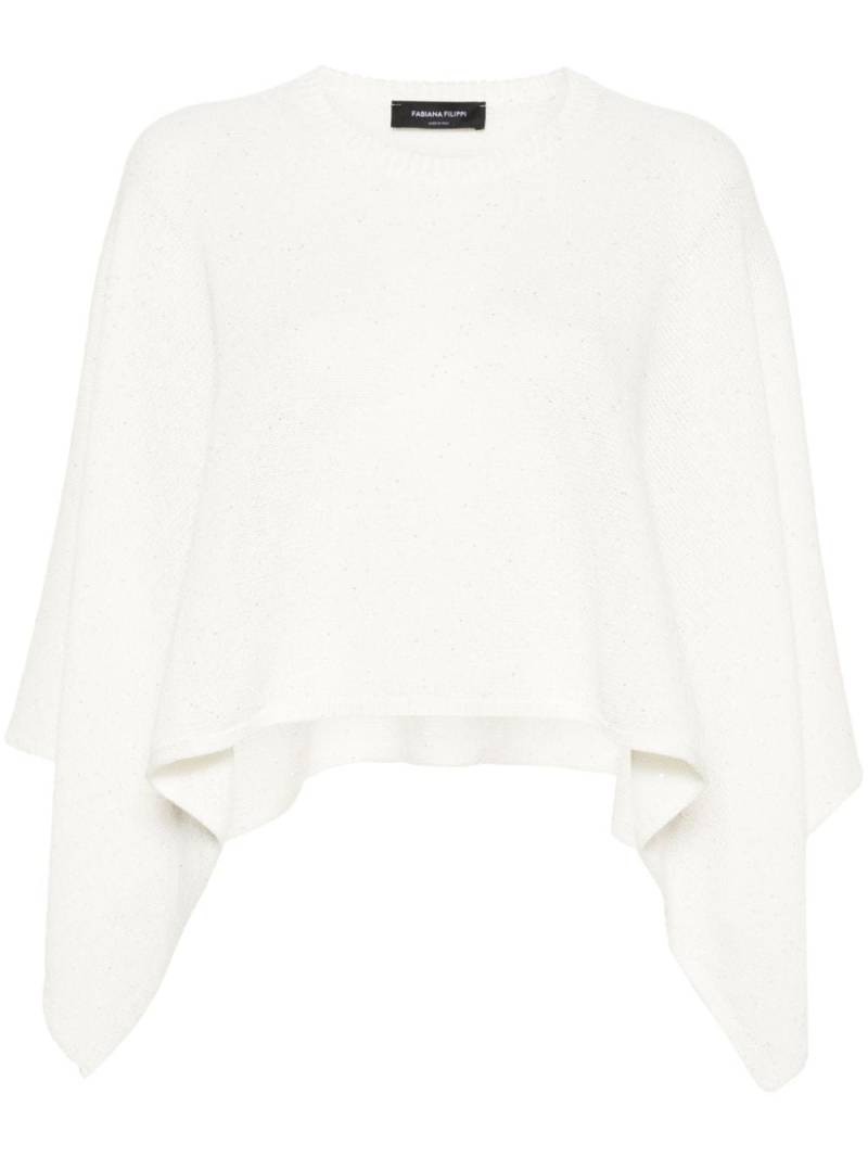 Fabiana Filippi sequin-embellished knitted poncho - Neutrals von Fabiana Filippi