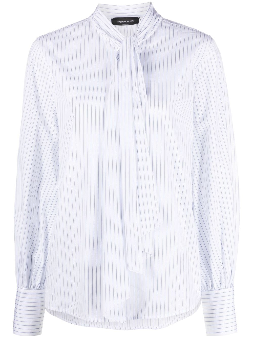 Fabiana Filippi striped pussy-bow shirt - White von Fabiana Filippi