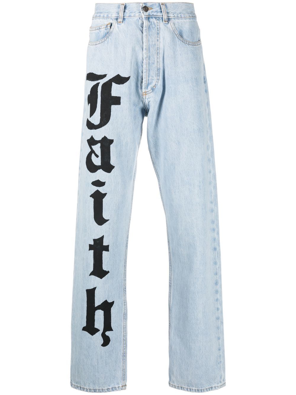 Faith Connexion logo-print loose straight-leg jeans - Blue von Faith Connexion