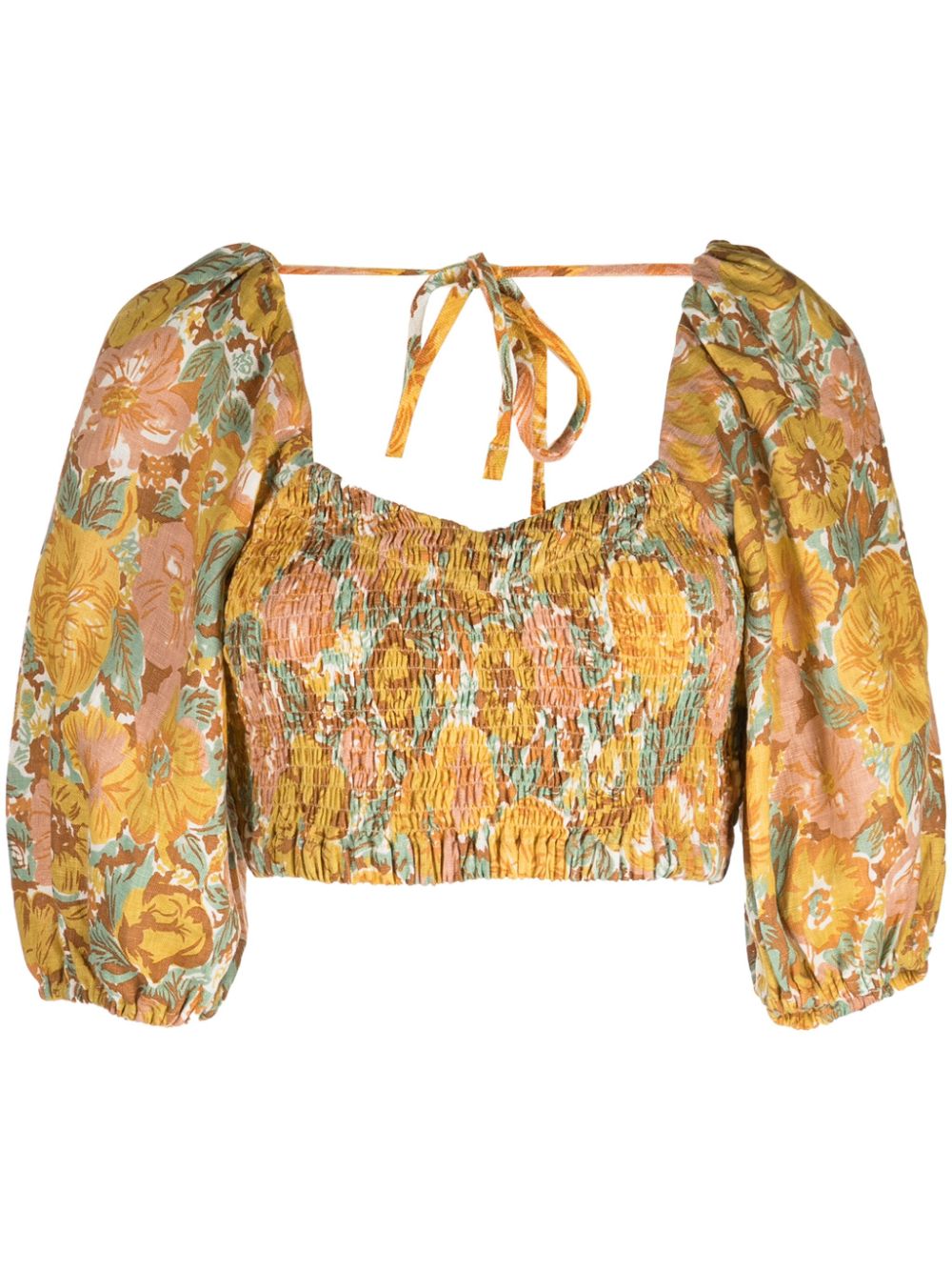 Faithfull the Brand Alejandra floral-print linen crop top - Yellow von Faithfull the Brand