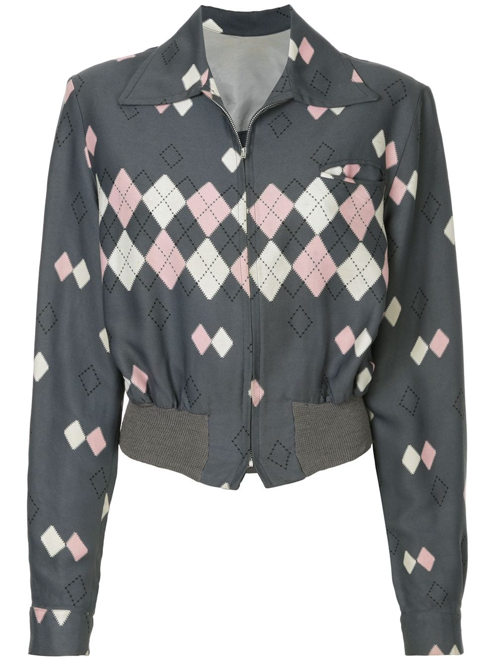 Fake Alpha Vintage 1950s Rockabilly argyle shirt jacket - Grey von Fake Alpha Vintage