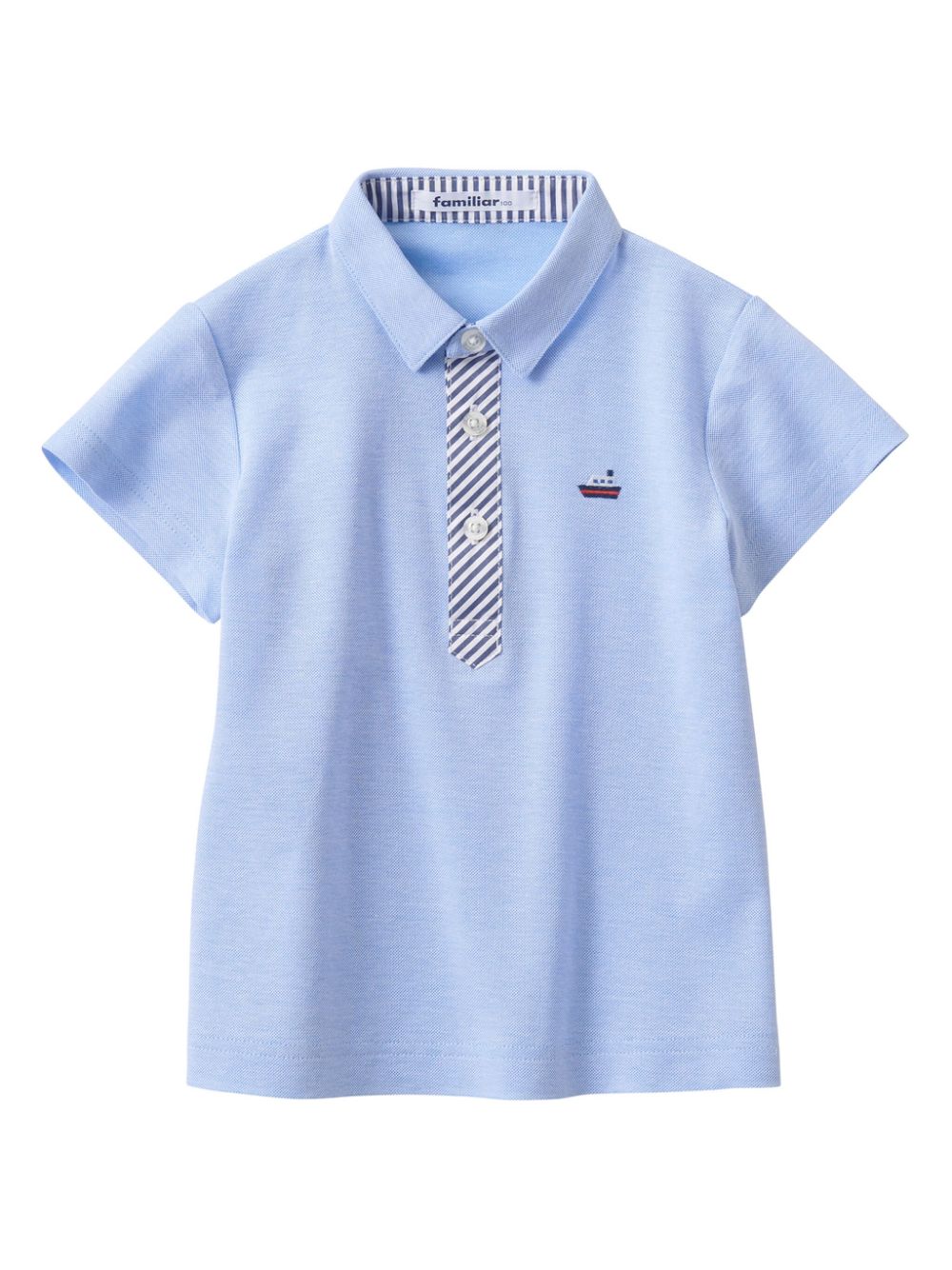 Familiar boat-embroidered cotton polo shirt - Blue von Familiar