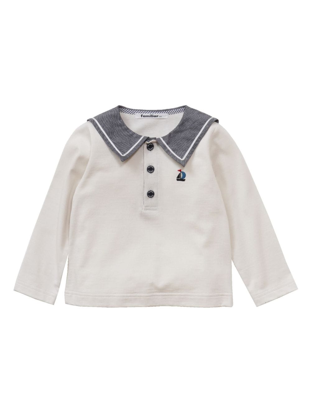 Familiar boat-embroidered polo shirt - White von Familiar