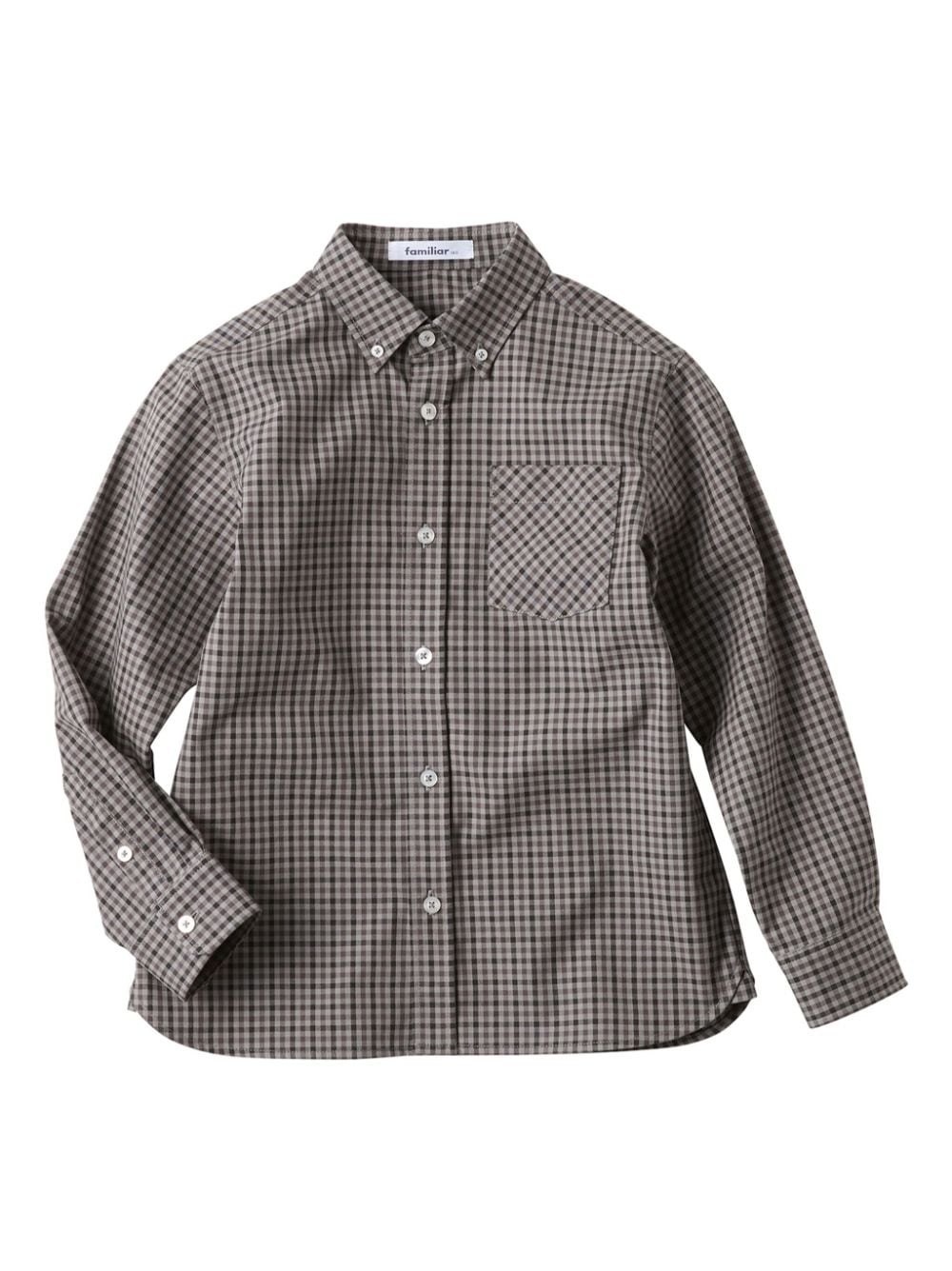 Familiar checkerboard-pattern cotton shirt - Brown von Familiar