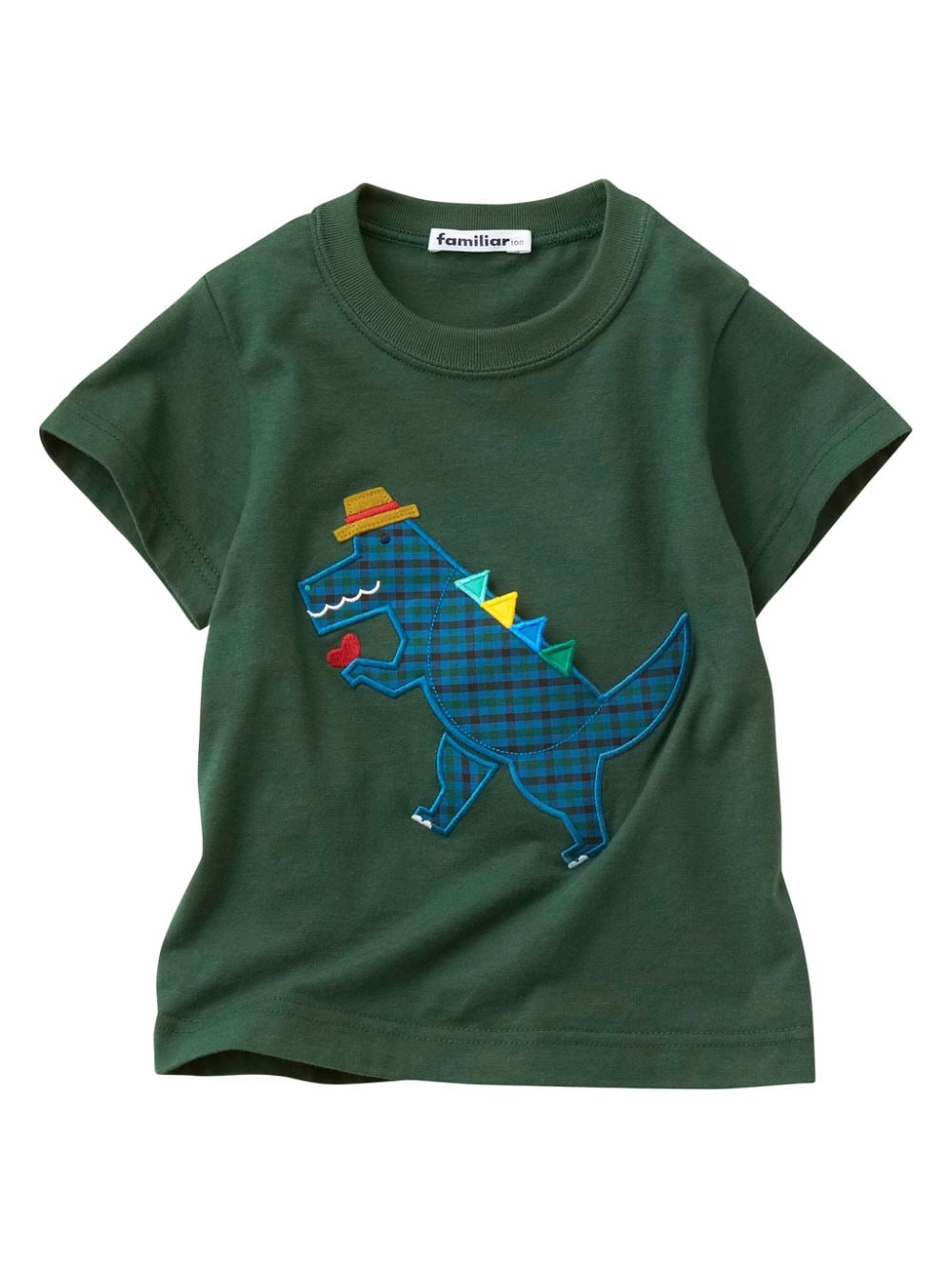 Familiar dinossaur-patch cotton T-shirt - Green von Familiar