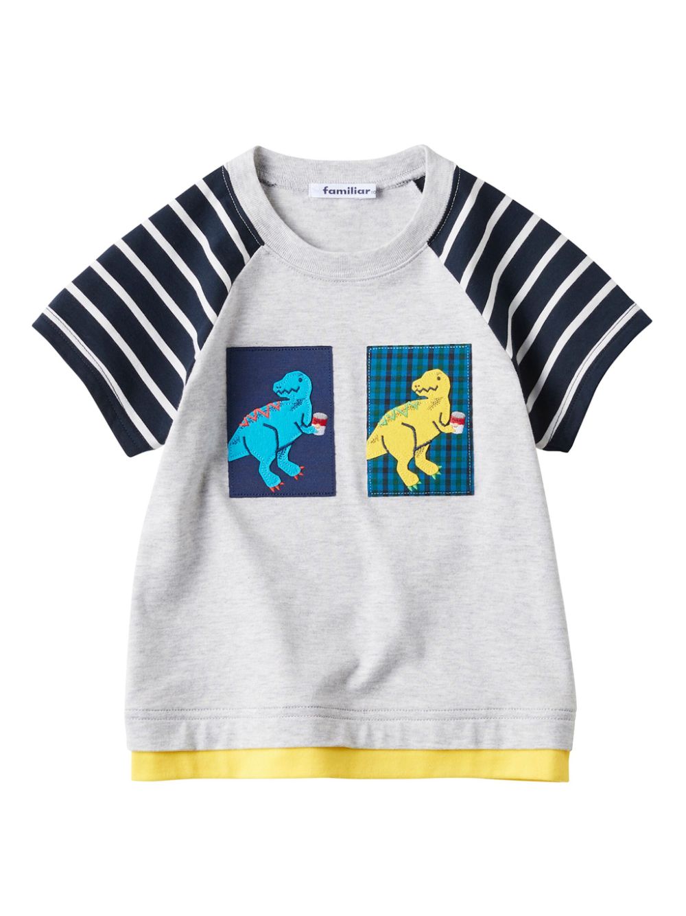 Familiar dinossaur-patch cotton T-shirt - Grey von Familiar