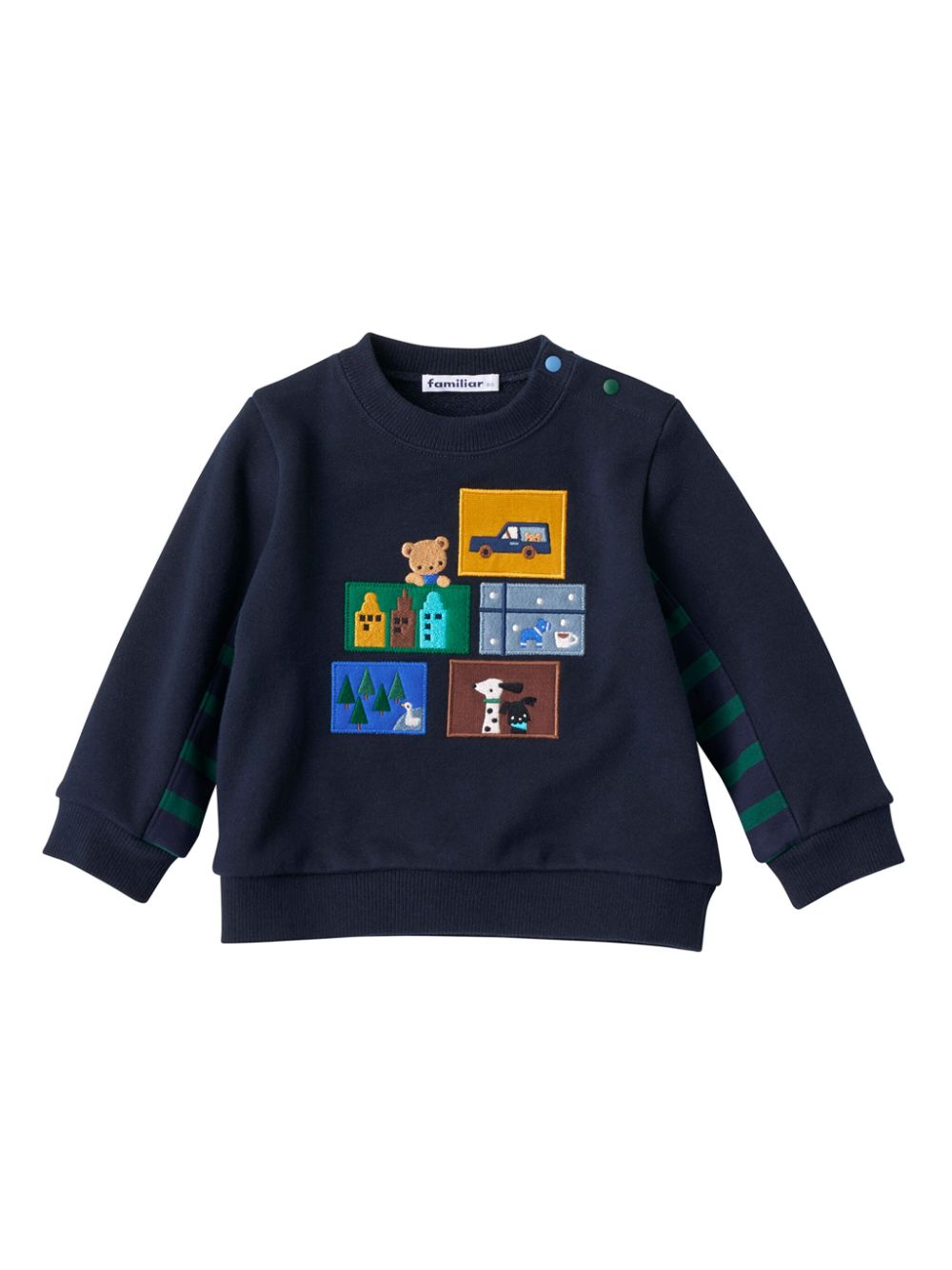 Familiar embroidered-design cotton sweatshirt - Blue von Familiar