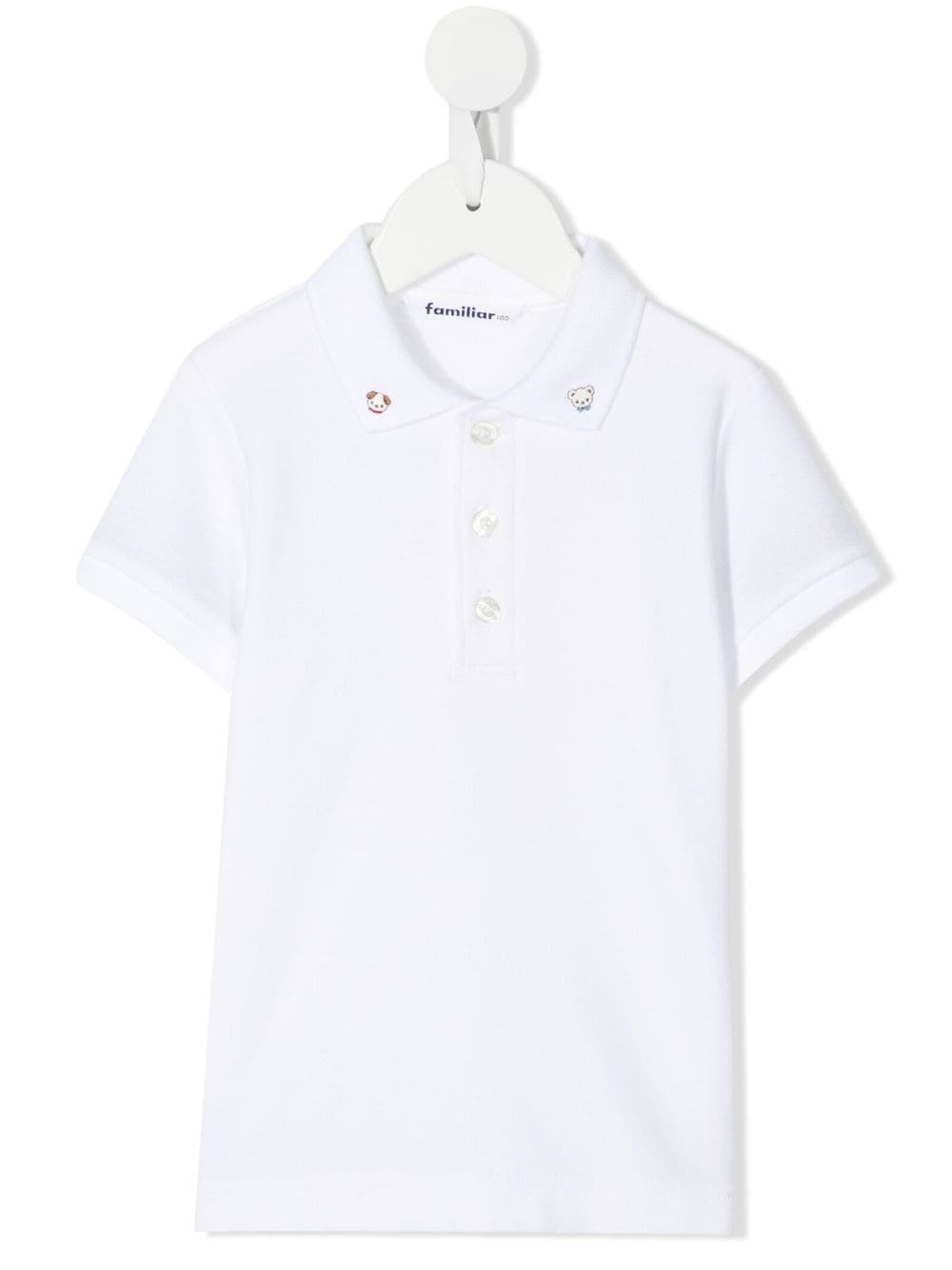 Familiar embroidered short-sleeve polo shirt - White von Familiar