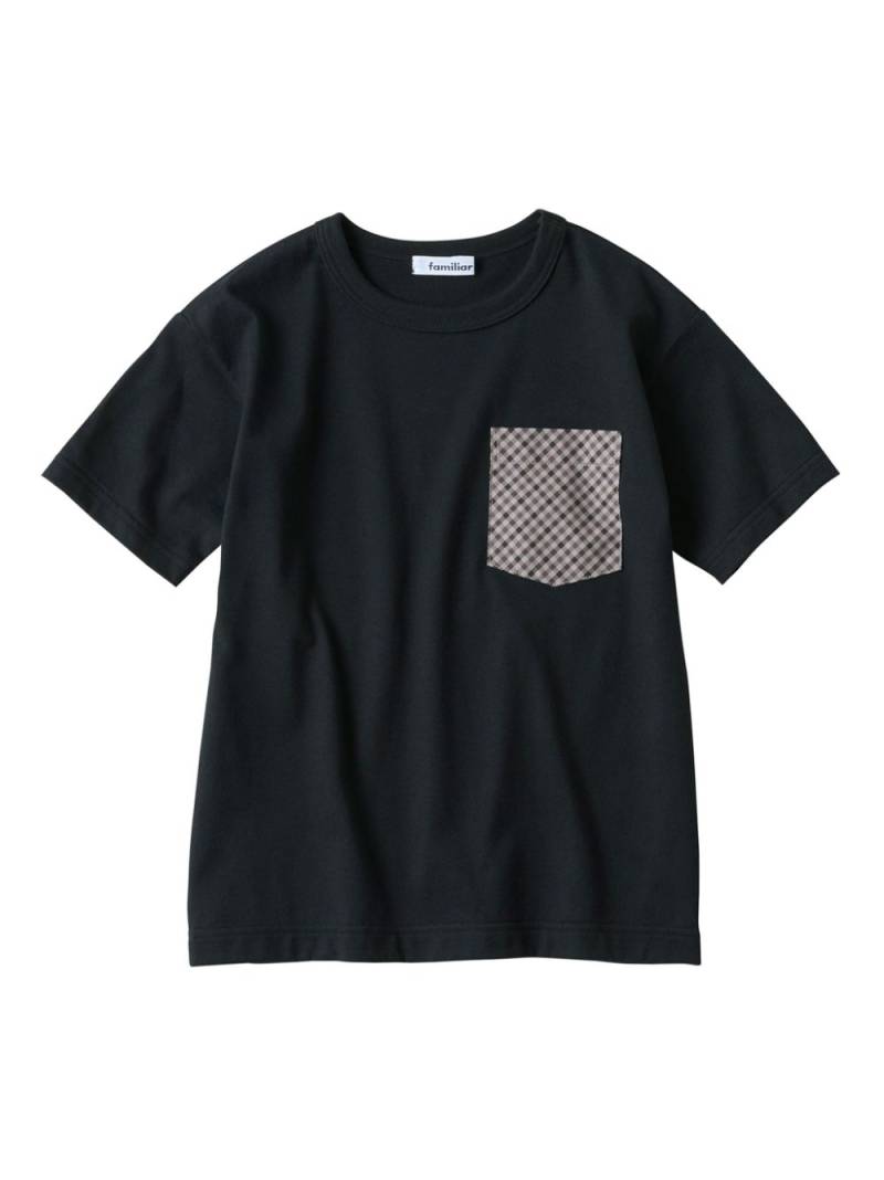 Familiar gingham-check cotton T-shirt - Black von Familiar