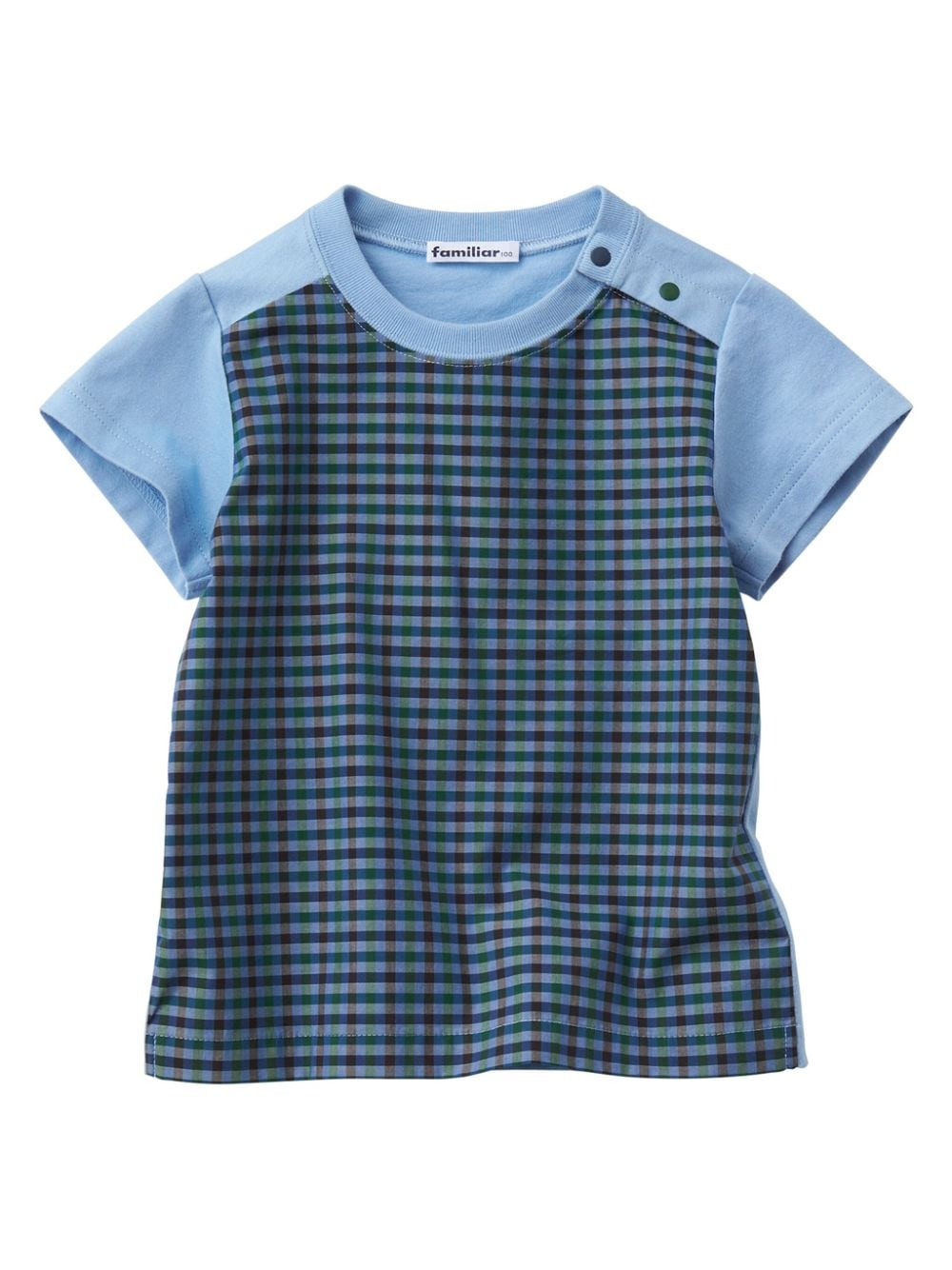 Familiar gingham-check cotton T-shirt - Blue von Familiar
