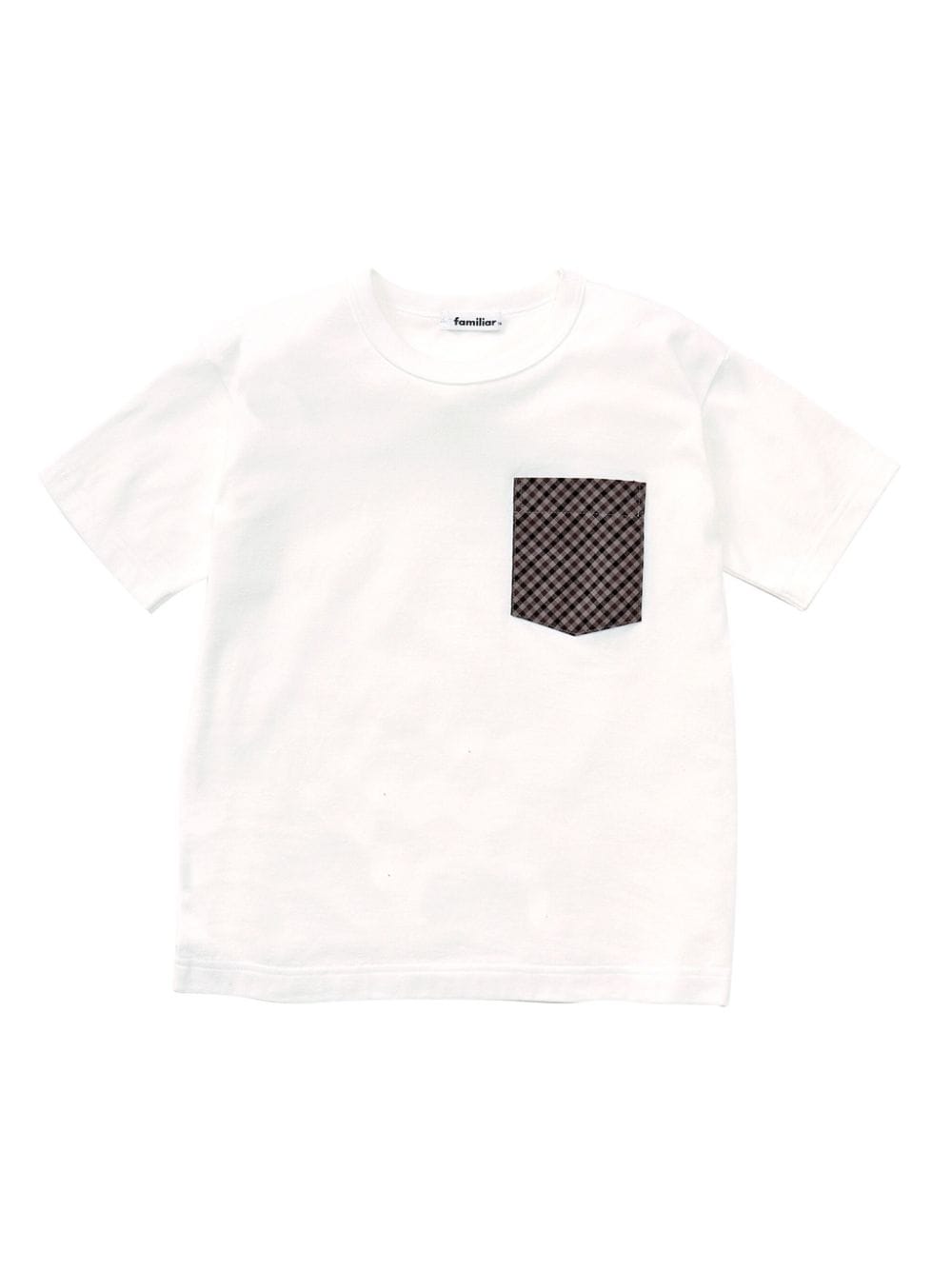 Familiar gingham-check cotton T-shirt - White von Familiar