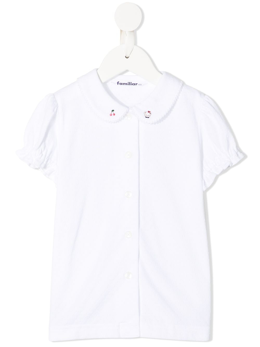 Familiar scallop-edge cotton blouse - White von Familiar