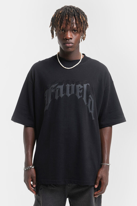 Favela Aves Rhinestone Oversize T-Shirt | Black | Herren  | S von Favela