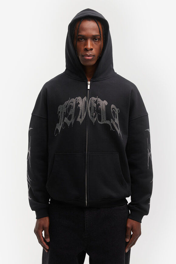 Favela Ribcage Rhinestone Kapuzensweatjacke | Black | Herren | M Favela Ribcage Rhinestone Kapuzensweatjacke | Black | Herren | M von Favela