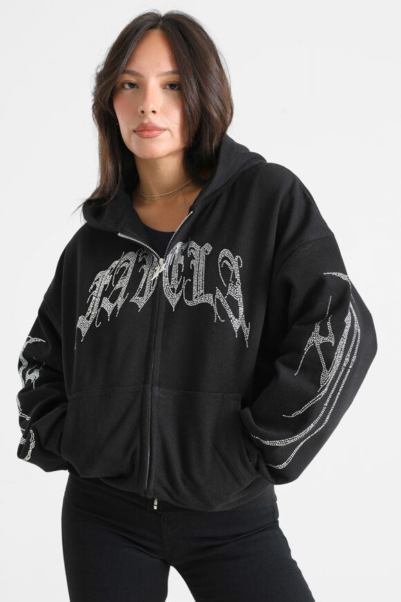 Favela Ribcage Rhinestone Oversize Kapuzensweatjacke | Black | Damen | XS Favela Ribcage Rhinestone Oversize Kapuzensweatjacke | Black | Damen | XS von Favela