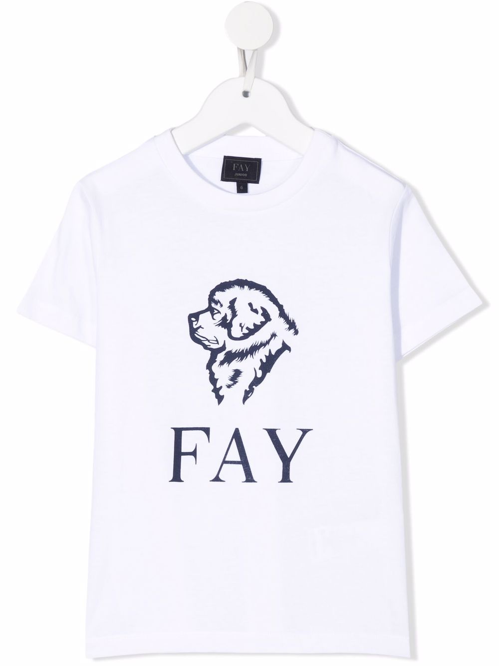 Fay Kids cotton dog logo-print T-shirt - White von Fay Kids
