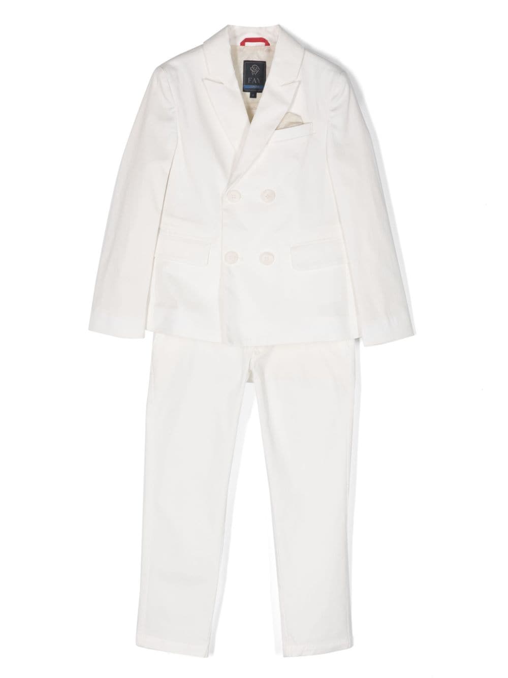 Fay Kids double-breasted cotton suit - White von Fay Kids
