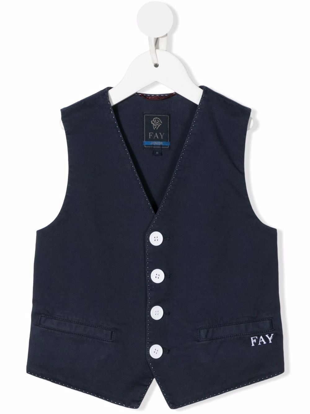 Fay Kids logo-embroidered V-neck waistcoat - Blue von Fay Kids