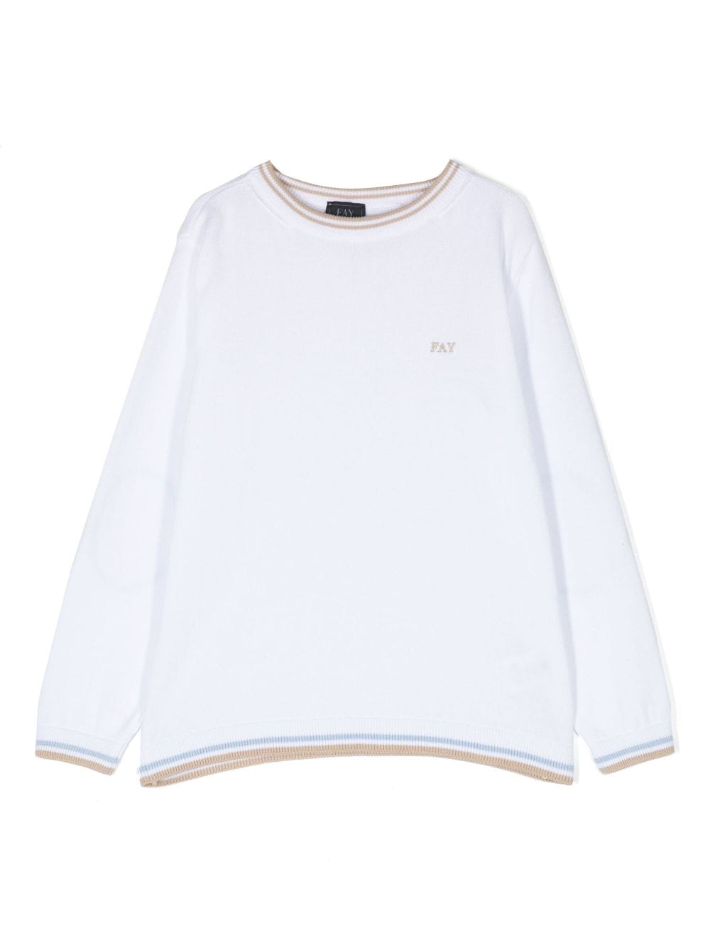 Fay Kids logo-embroidered knitted jumper - White von Fay Kids