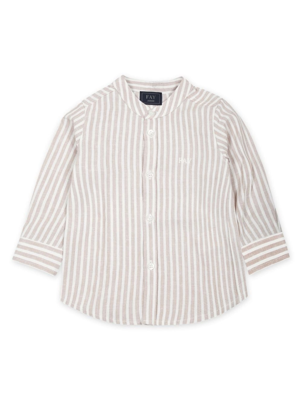 Fay Kids logo-embroidered striped shirt - Neutrals von Fay Kids