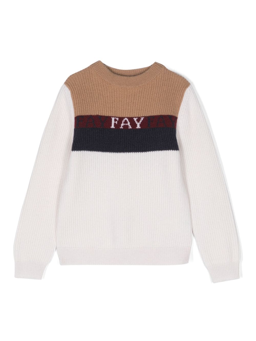 Fay Kids logo intarsia-knit jumper - White von Fay Kids