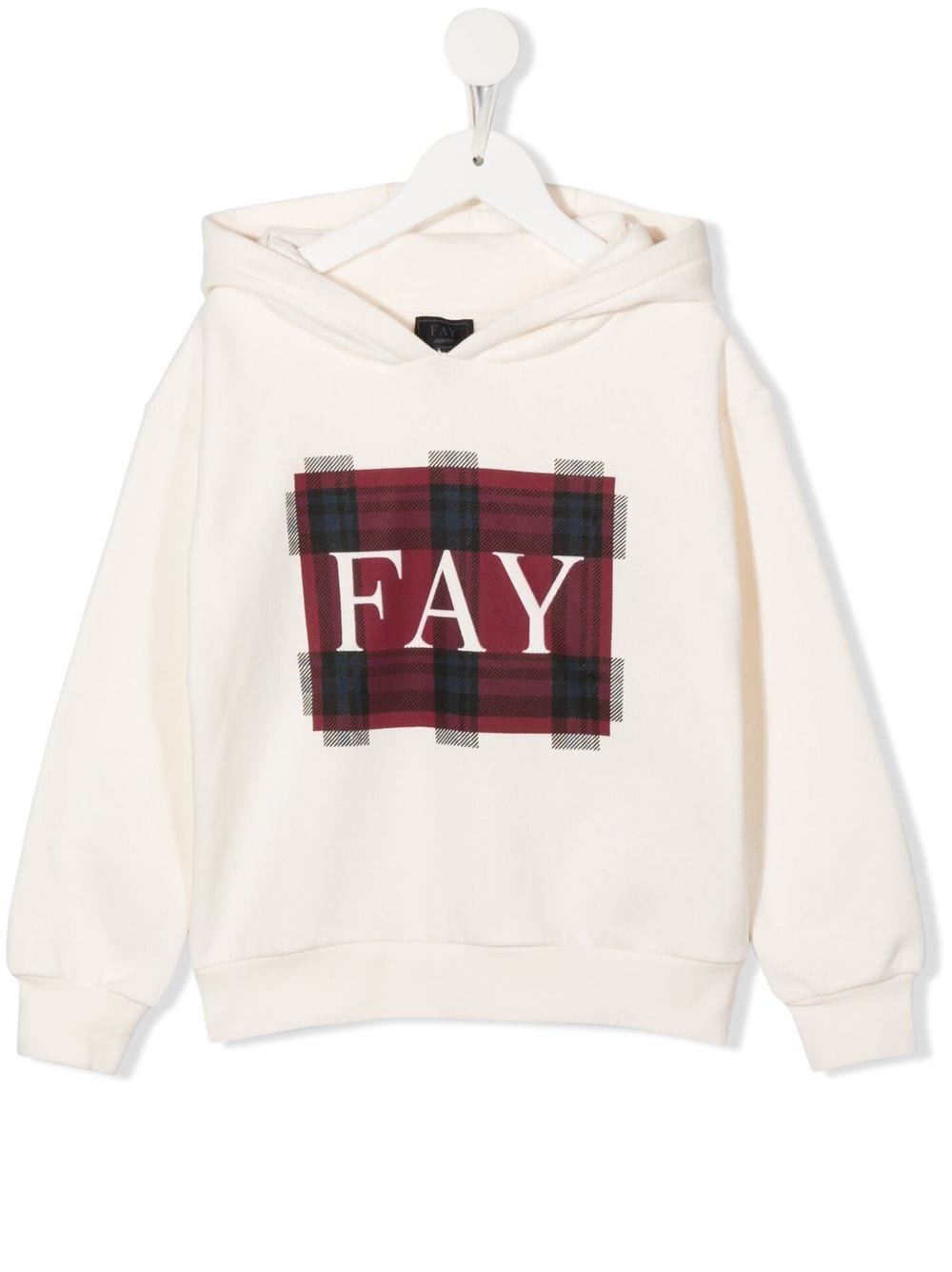 Fay Kids logo tartan print hoodie - Neutrals von Fay Kids