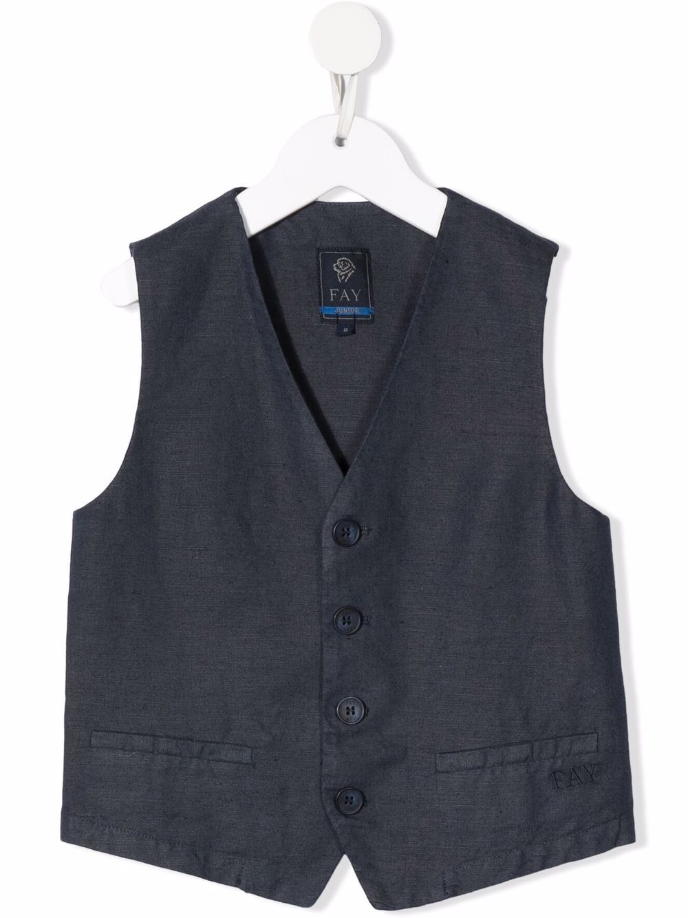 Fay Kids single-breasted cotton-linen waistcoat - Blue von Fay Kids