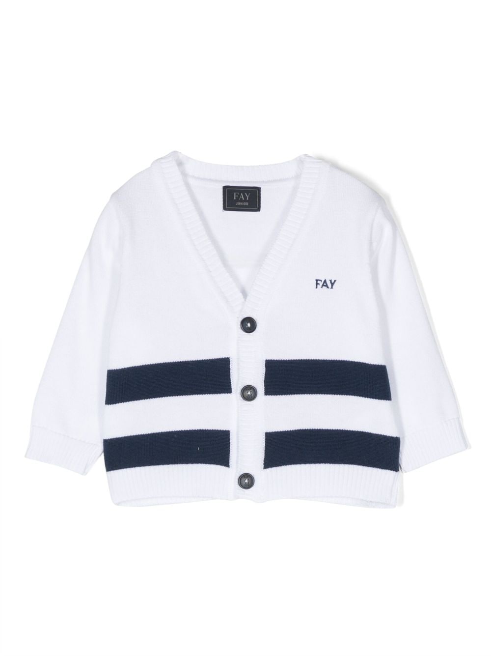 Fay Kids striped knitted cardigan - White von Fay Kids